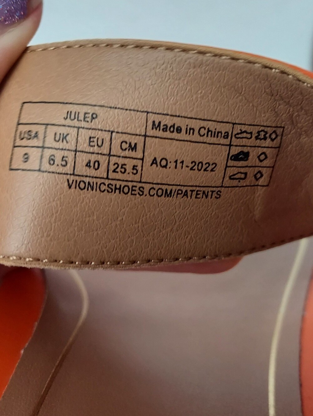 VIONIC Julep Slide Sandal Strappy Buckle Detail Flat Summer Shoes Orange Size 9 - Picture 9 of 10